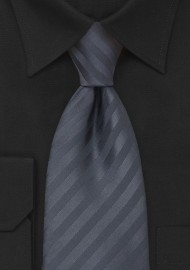 Charcoal Gray Striped Tie