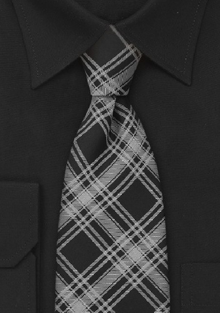 Black and Silver Checkered Necktie