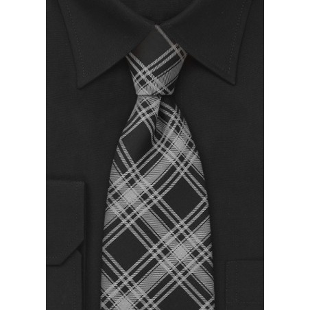 Black and Silver Checkered Necktie
