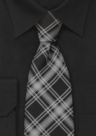 Black and Silver Checkered Necktie