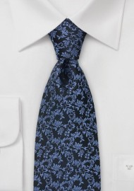 Black Tie with Persian Blue Floral Design