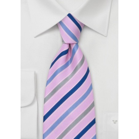Pink and Blue Striped Tie by Cavallieri