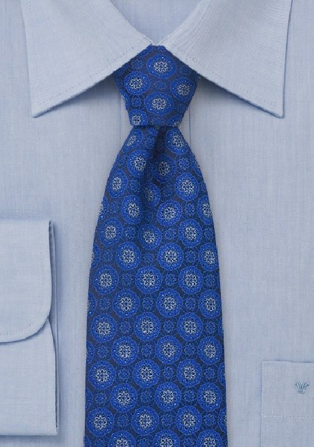 Cobalt Blue with Modern Floral Design Pattern