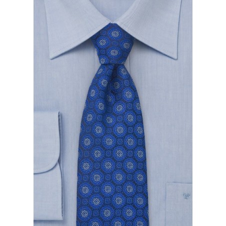Cobalt Blue with Modern Floral Design Pattern
