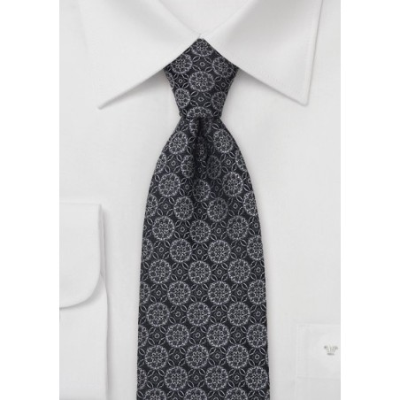 Black Tie with Taupe Floral Design
