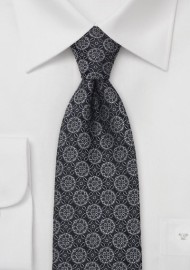 Black Tie with Taupe Floral Design