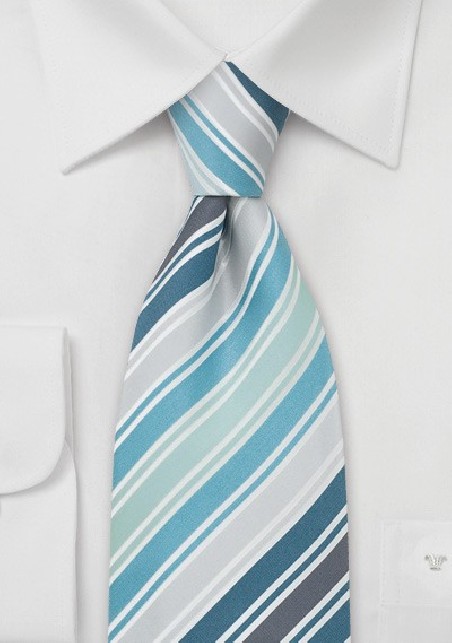 Mens Silk Tie by Cavallieri in Turquoise, Teal, Silver