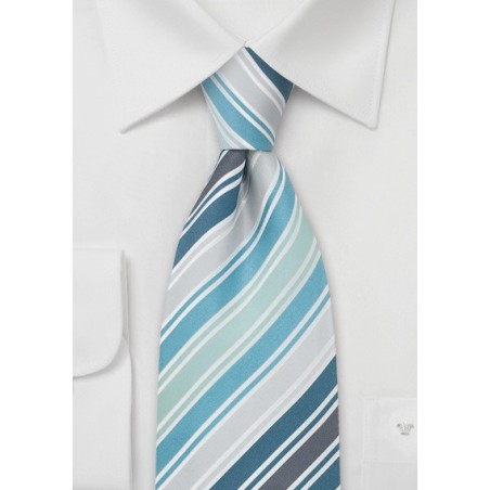 Mens Silk Tie by Cavallieri in Turquoise, Teal, Silver