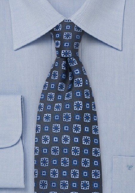 Blue Floral Silk Tie by Chevalier