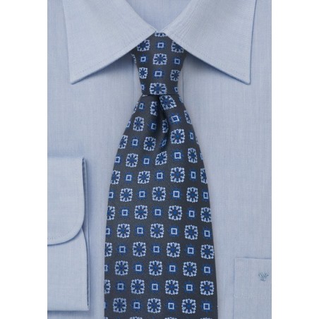 Blue Floral Silk Tie by Chevalier