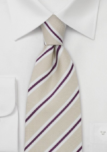 Tan and Burgundy Striped Tie by Cavallieri