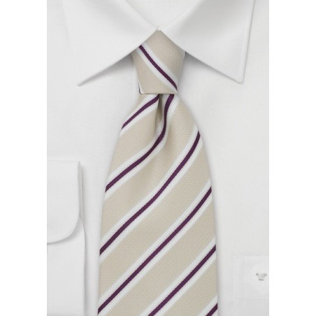 Tan and Burgundy Striped Tie by Cavallieri