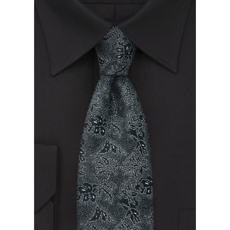 Black and Silver Silk Tie by Chvalier