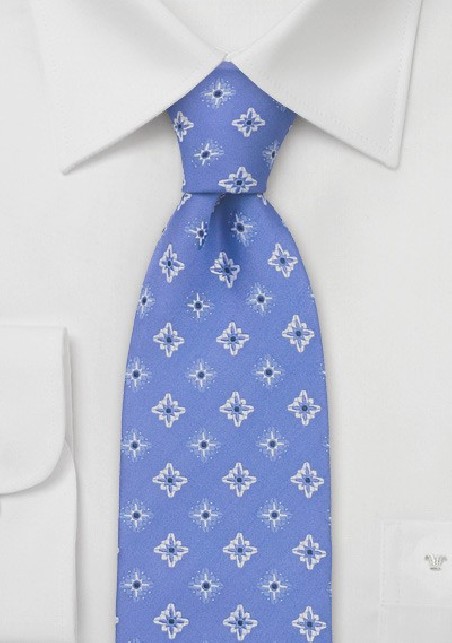 Classic Sky-Blue Floral Chevalier Tie