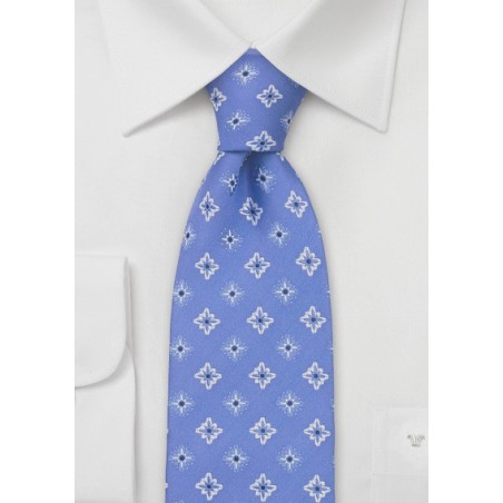 Classic Sky-Blue Floral Chevalier Tie