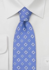 Classic Sky-Blue Floral Chevalier Tie