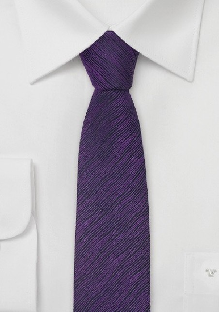 Trendy Skinny Tie in Black and Purple