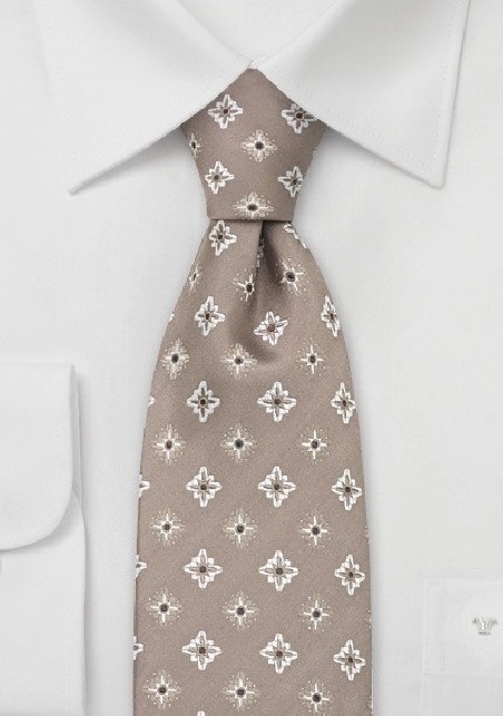 Beige-Brown Floral Tie by Chevalier