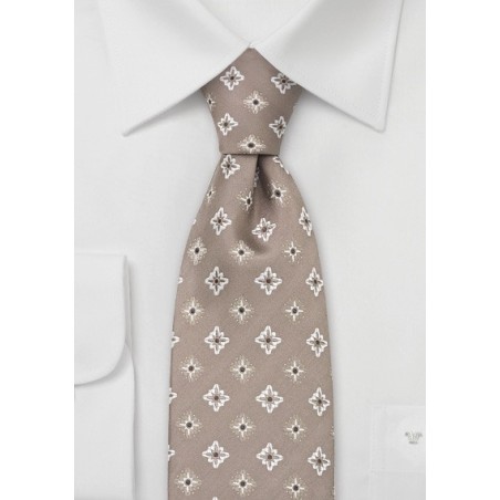 Beige-Brown Floral Tie by Chevalier