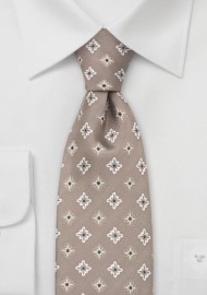 Beige-Brown Floral Tie by Chevalier