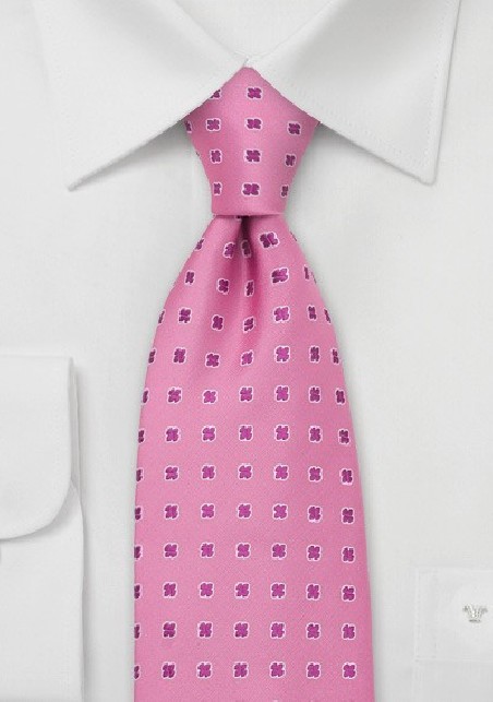 Pink Silk Tie by Chevalier With Shamrock Pattern