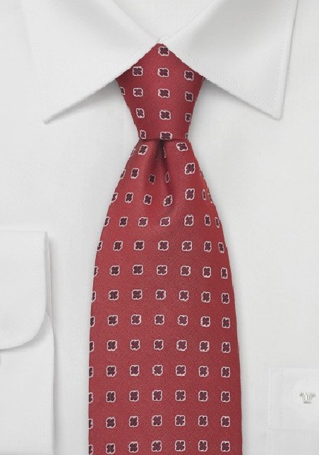 Venetian-Red Silk Tie by Designer Chevalier
