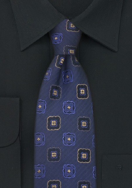 Midnight-Blue Floral Tie by Chavalier