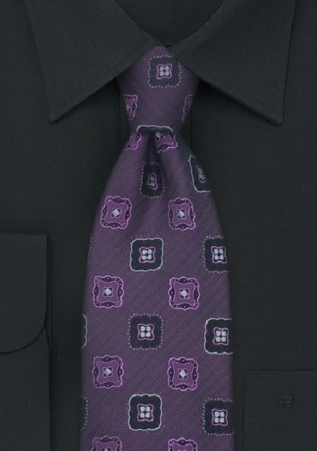 Dark Purple Floral Tie by Chevalier