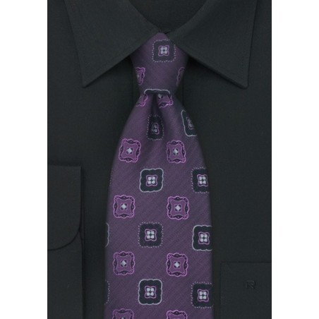 Dark Purple Floral Tie by Chevalier