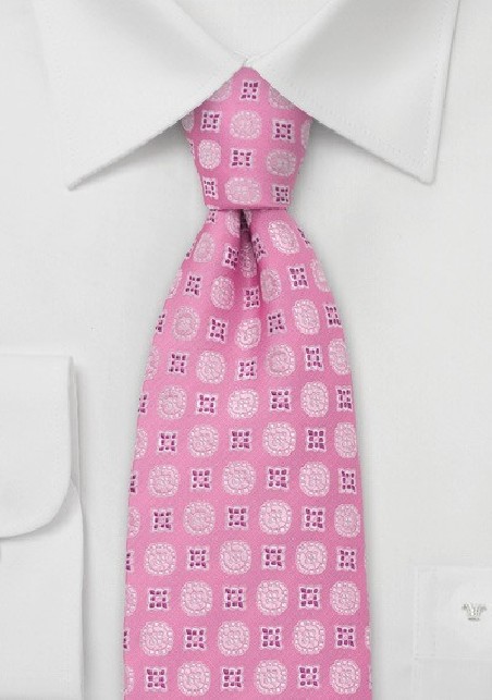 Pink Floral Pattern Silk Tie by Chevalier