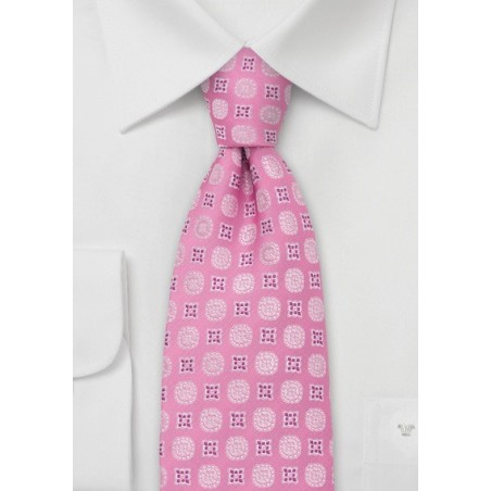 Pink Floral Pattern Silk Tie by Chevalier
