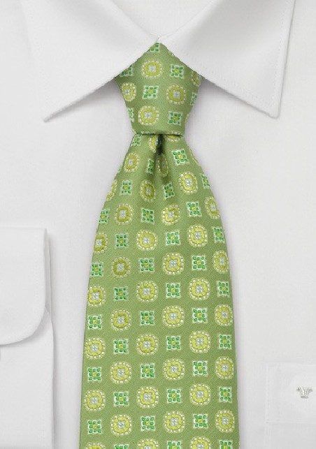 Lime Green Floral Tie by Chevalier