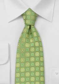 Lime Green Floral Tie by Chevalier