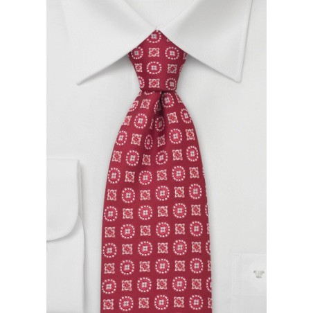 Bright Red Floral Necktie by Chevalier