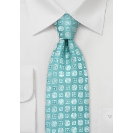 Aqua-Blue Floral Tie by Chevalier