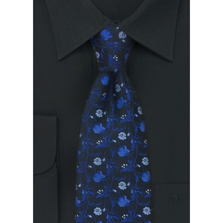 Blue and Black Floral Tie by Chevalier