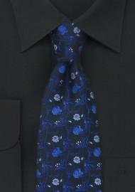 Blue and Black Floral Tie by Chevalier
