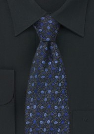 Designer Silk Tie in Charcoal-Gray and Blue