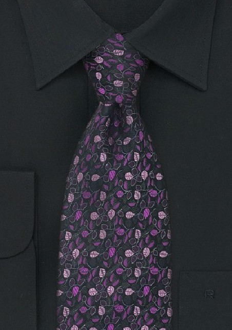 Designer Necktie in Charcoal and Pink
