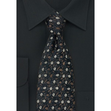 Designer Silk Tie in Charcoal, Brown, Bronze