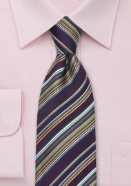 Eggplant Purple Striped Necktie by Cavallieri