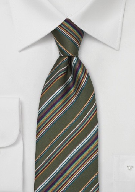 Modern Italian Silk Tie in Olive Green