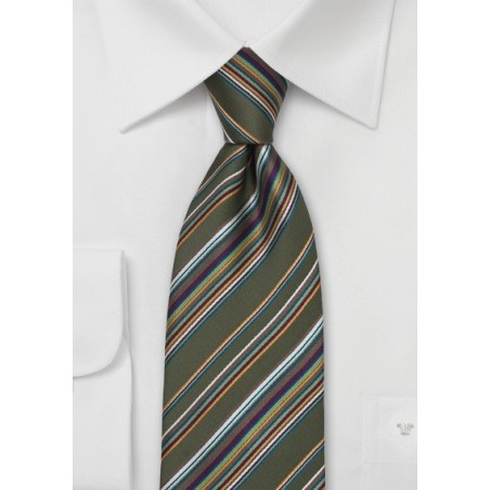 Modern Italian Silk Tie in Olive Green