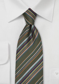Modern Italian Silk Tie in Olive Green