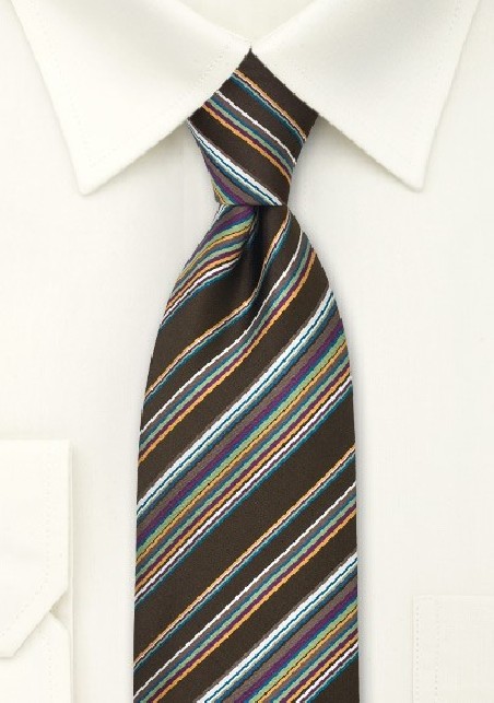 Modern Chocolate Brown Striped Tie by Cavallieri