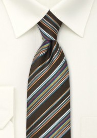 Modern Chocolate Brown Striped Tie by Cavallieri