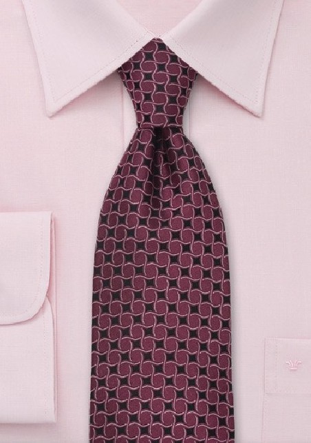 Burgundy-Red Designer Silk Tie