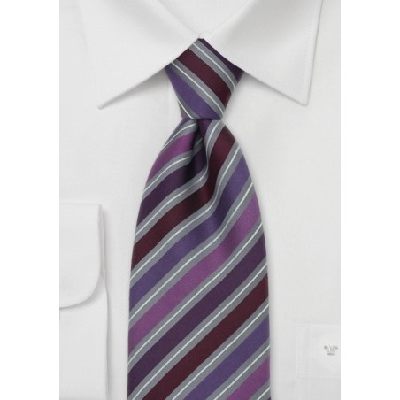 Stripes Silk Tie in Purple Gray