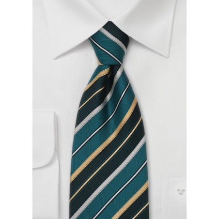 Italian Design Silk Tie in Teal and Gold
