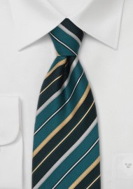 Italian Design Silk Tie in Teal and Gold